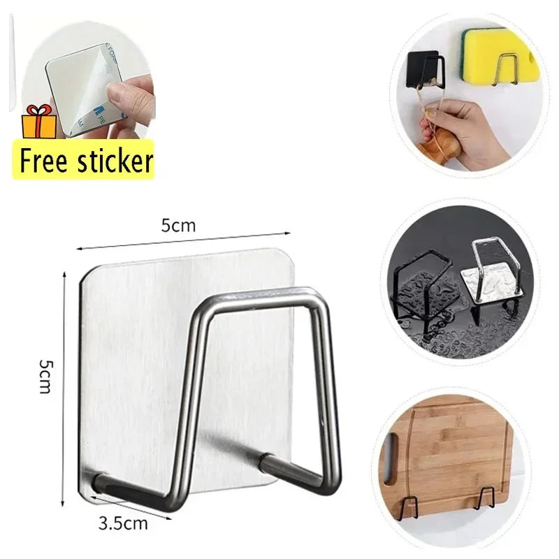 Stainless Steel Sink Sponge Holder - Self-Adhesive Drain Rack