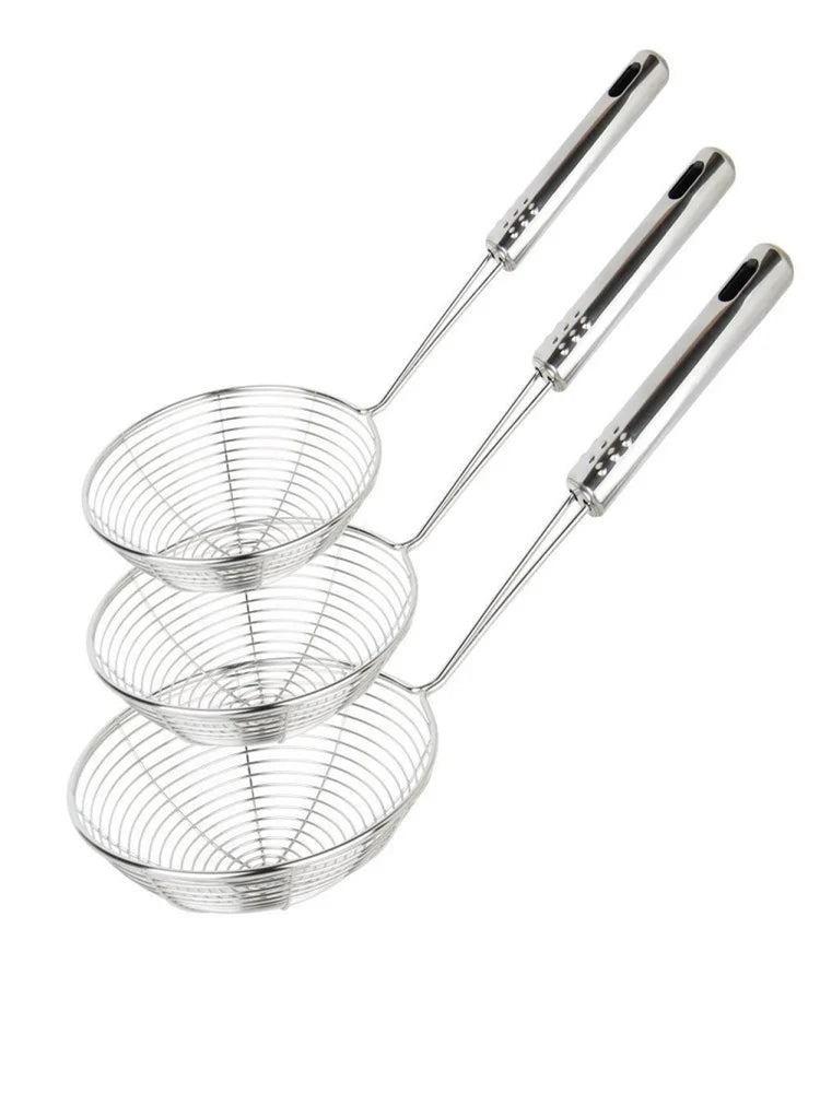 Stainless Steel Fine Mesh Skimmer - Long Handle Spider Strainer