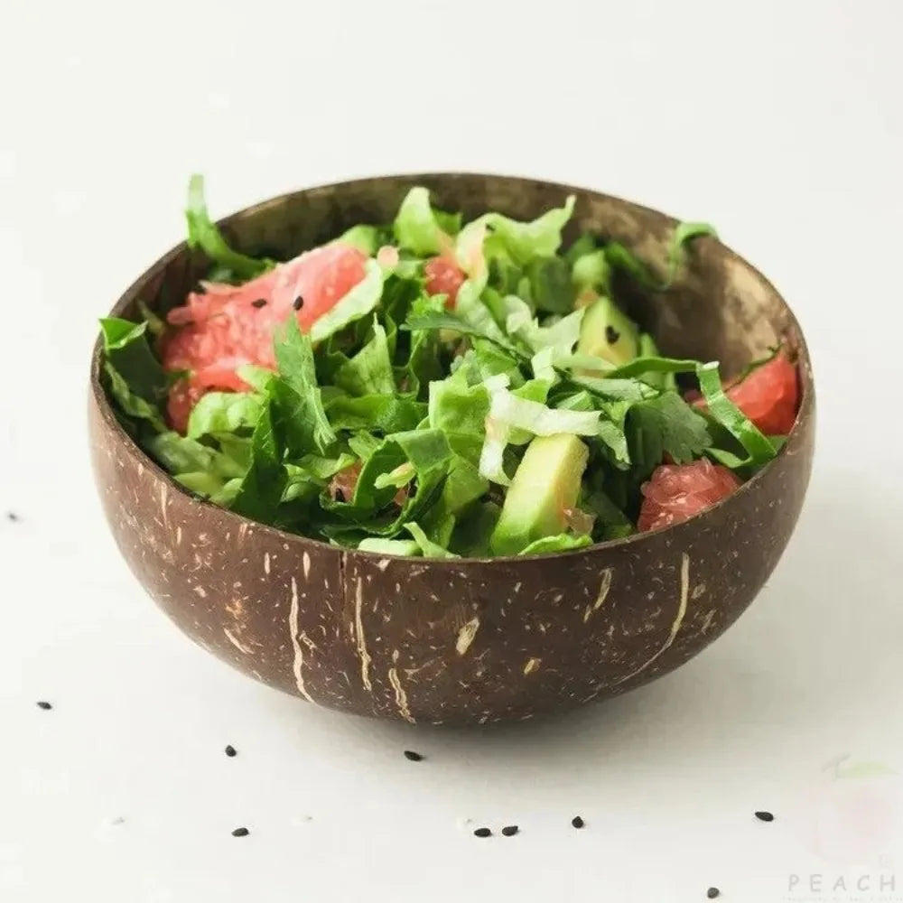 Natural Coconut Bowl Set - Polished Bowls with Wooden Spoons