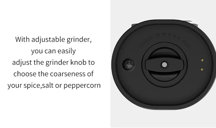 Automatic Pepper Grinder - USB Rechargeable with Adjustable Coarseness