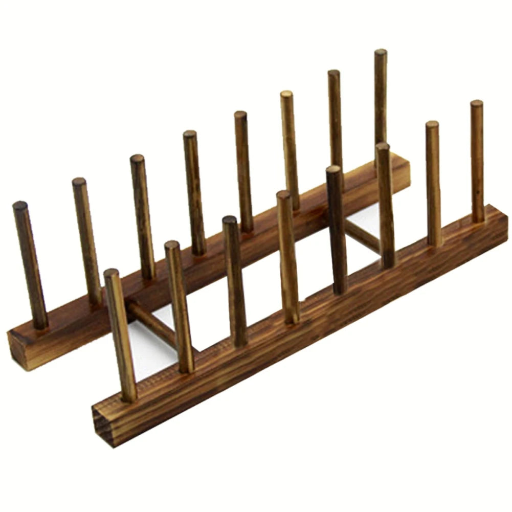 Wooden Dish Drying Rack - Multi-Purpose Plate and Cup Organizer