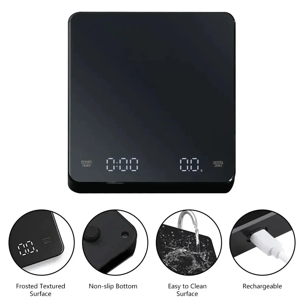 Digital Coffee Scale with Timer - USB Powered Espresso Scale