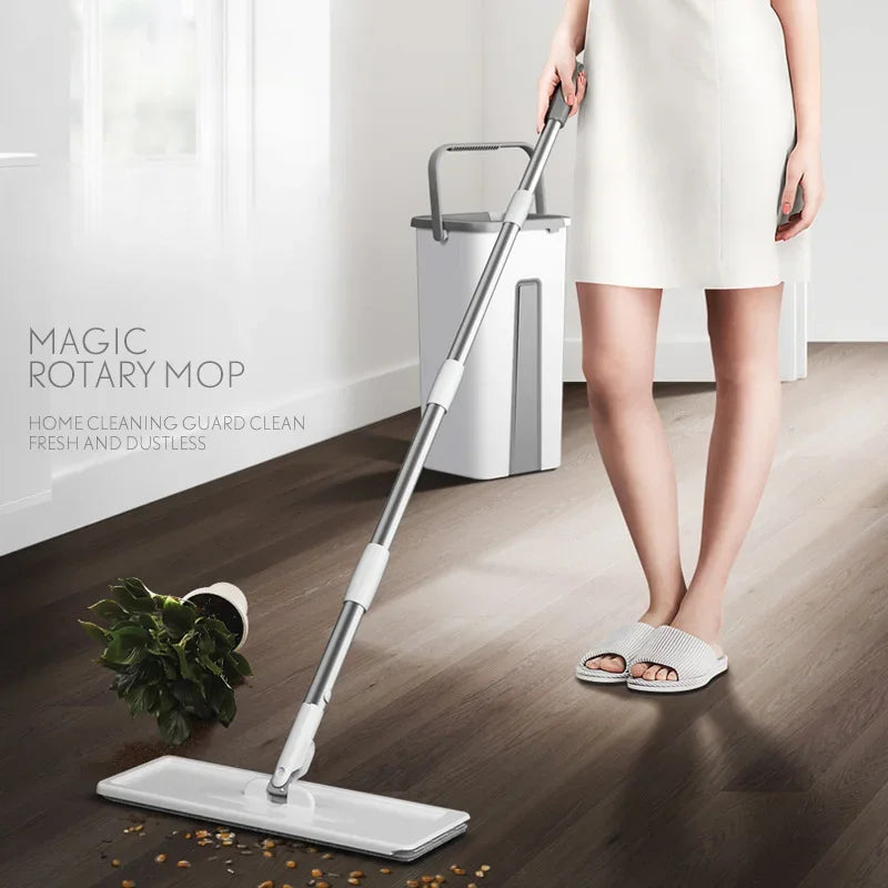 Spin Mop with Bucket Set - Self-Wringing Wet Dry Cleaning System