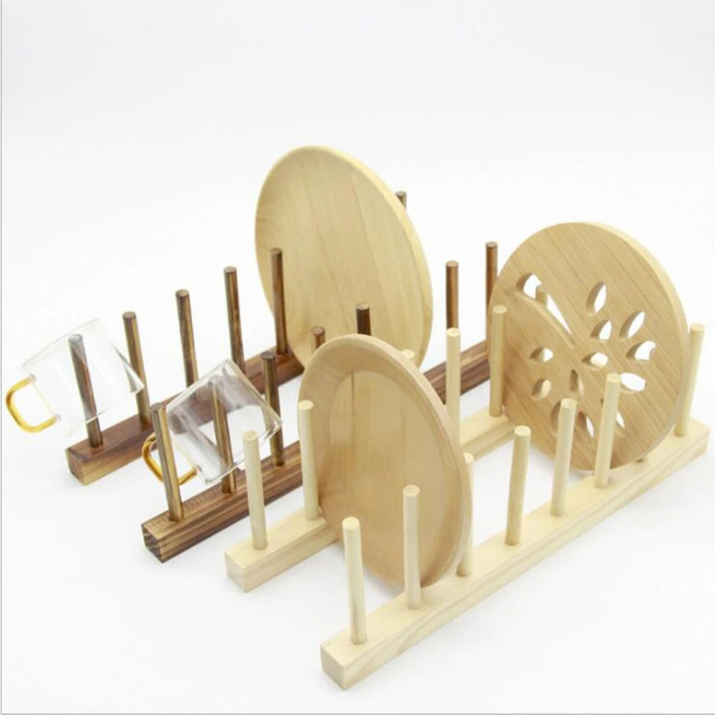 Wooden Dish Drying Rack - Multi-Purpose Plate and Cup Organizer