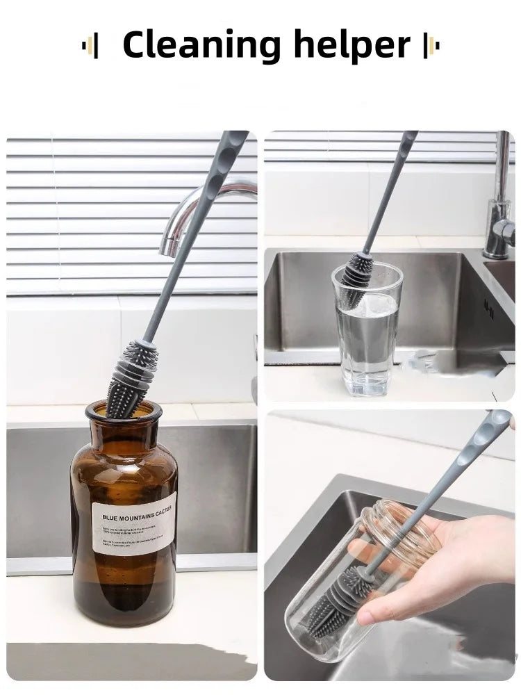 Silicone Cup Brush - Long Handle Glass and Bottle Cleaner
