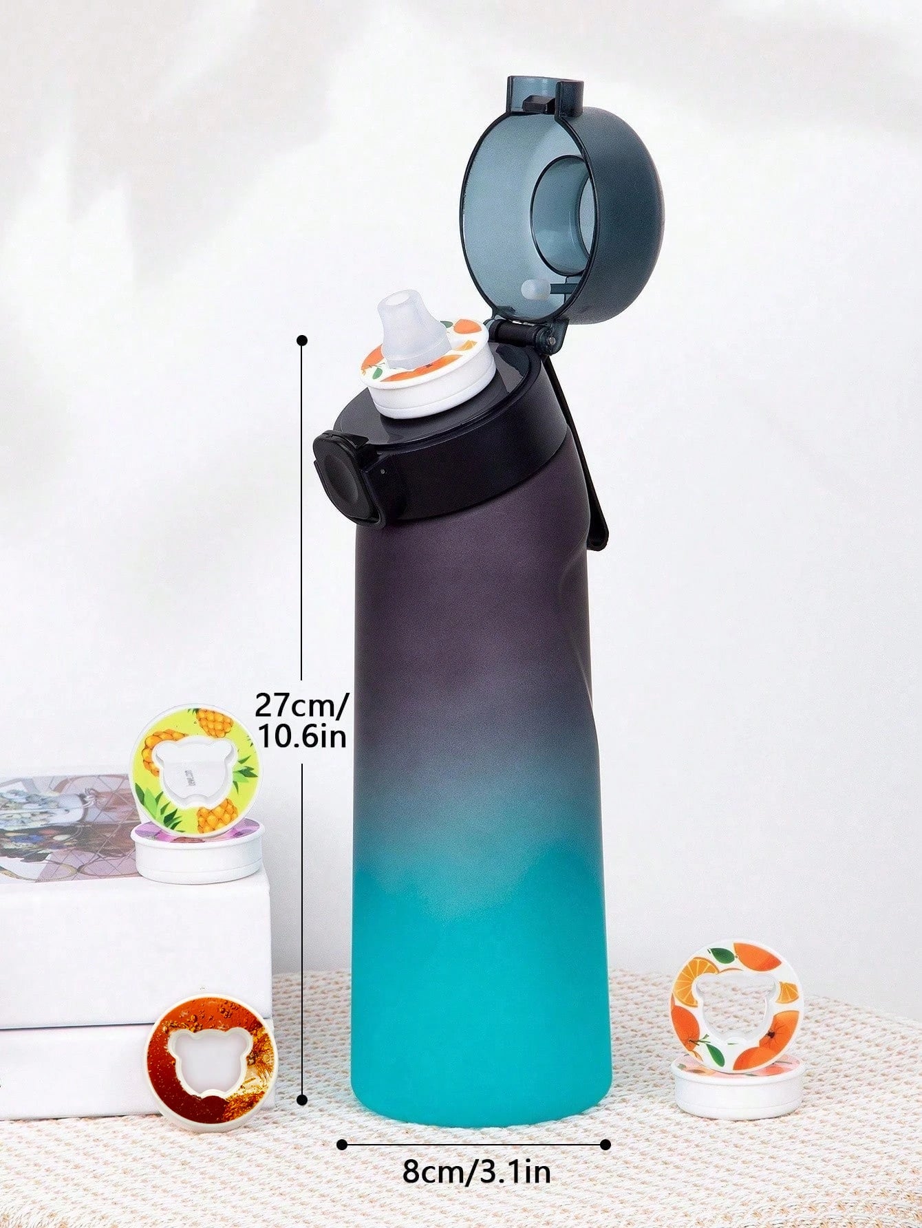 Flavored Water Bottle - 650ml Frosted Black with Scent Pod