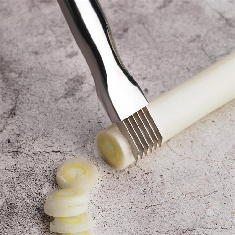 Green Onion Chopper - Stainless Steel Curved Handle Knife