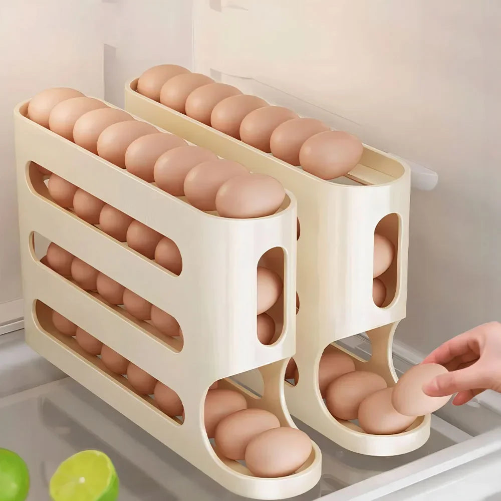 Automatic Rolling Egg Dispenser - 4-Layer Fridge Organizer