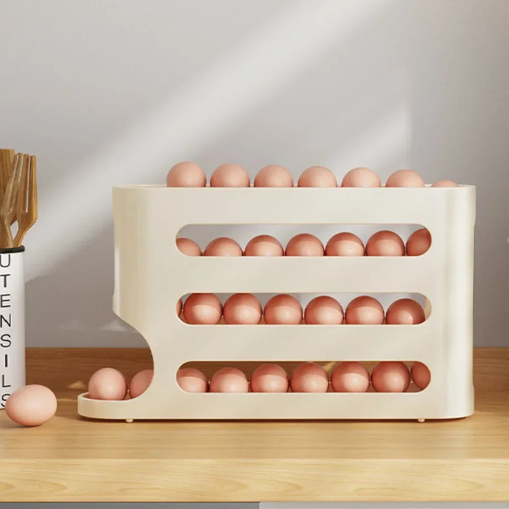 Automatic Rolling Egg Dispenser - 4-Layer Fridge Organizer