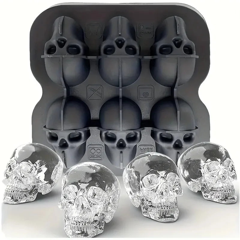 Halloween Skull Ice Cube Mold - 3D Silicone Tray for Parties
