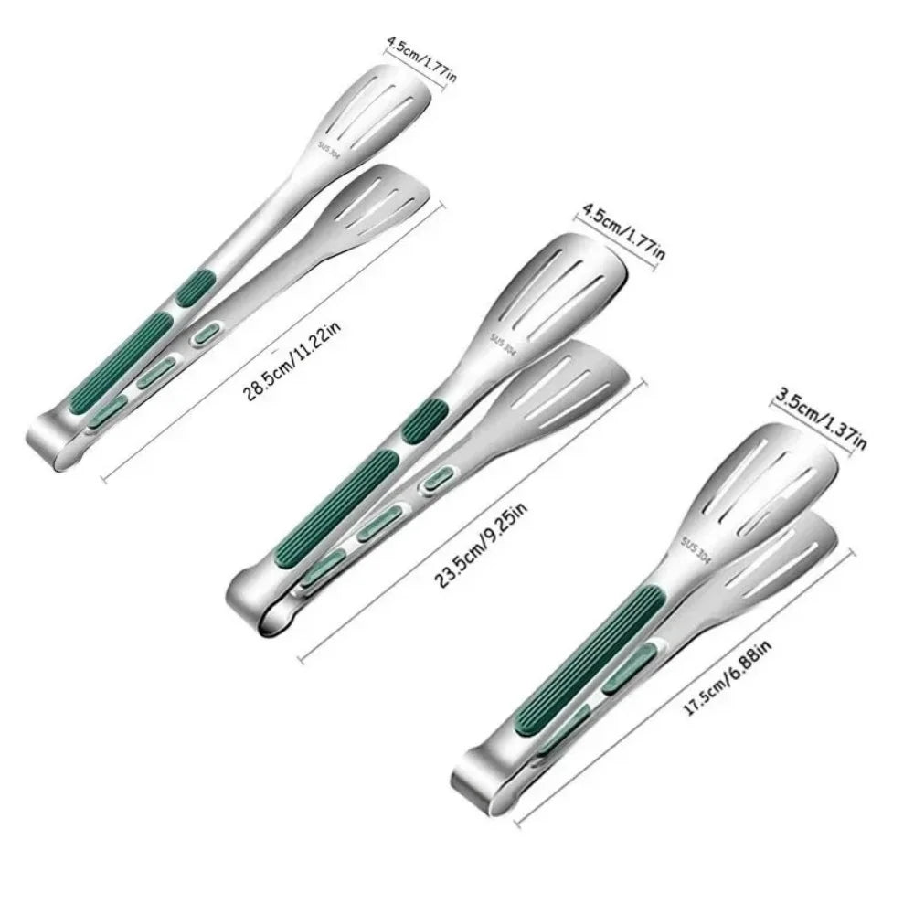 Stainless Steel Food Tongs - Non-Slip BBQ and Kitchen Clamp