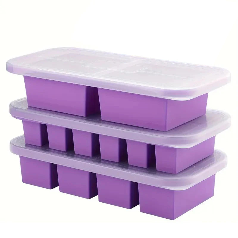 Silicone Freezer Mold - Multi-Grid Food Storage with Lid