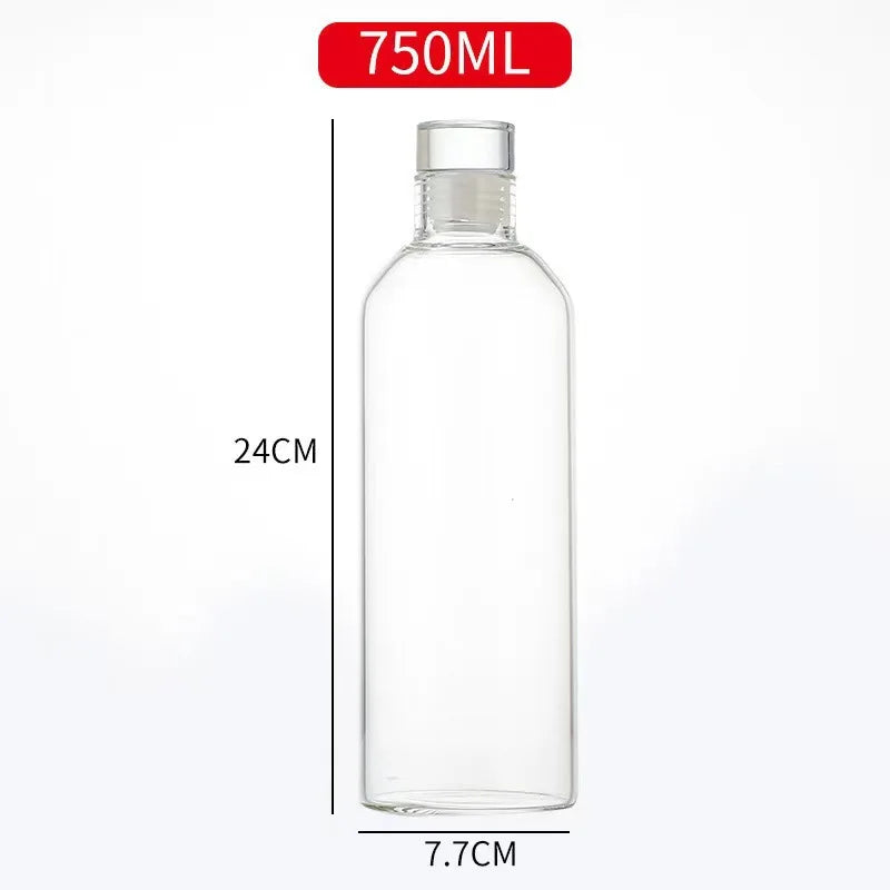 Glass Water Bottle with Leak-Proof Lid, Reusable Eco-Friendly Drinking Bottle Travel Mug for Drinks and Sauces