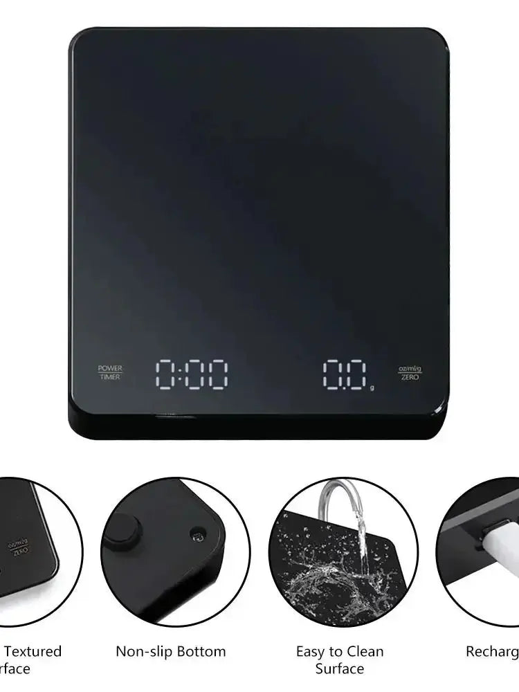 Digital Coffee Scale with Timer - USB Powered Espresso Scale