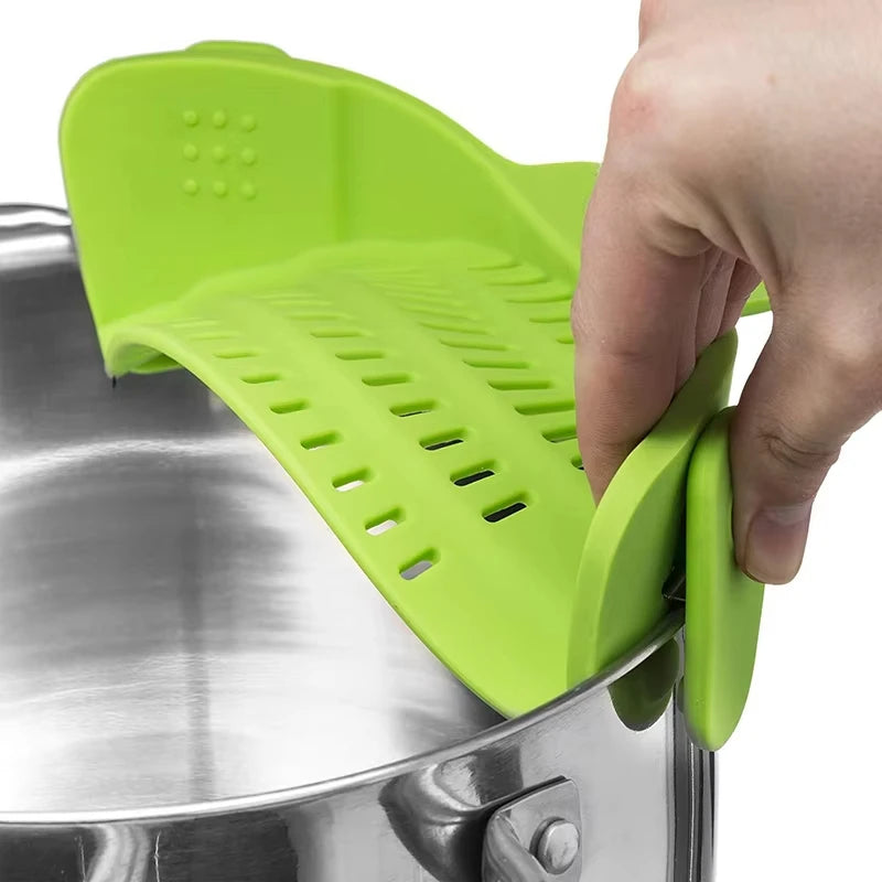 Universal Clip-On Pot Strainer - Adjustable Silicone Drainer