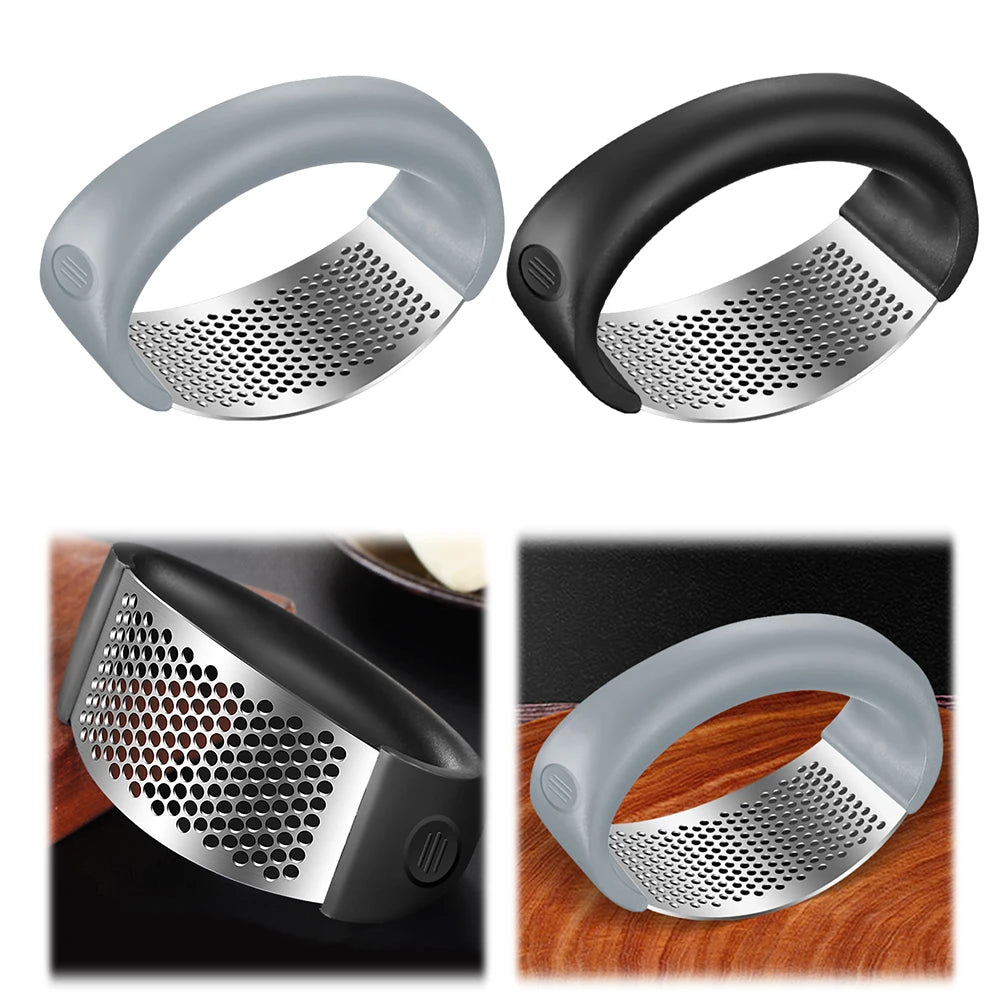 Stainless Steel Garlic Press - Manual Crusher and Chopper