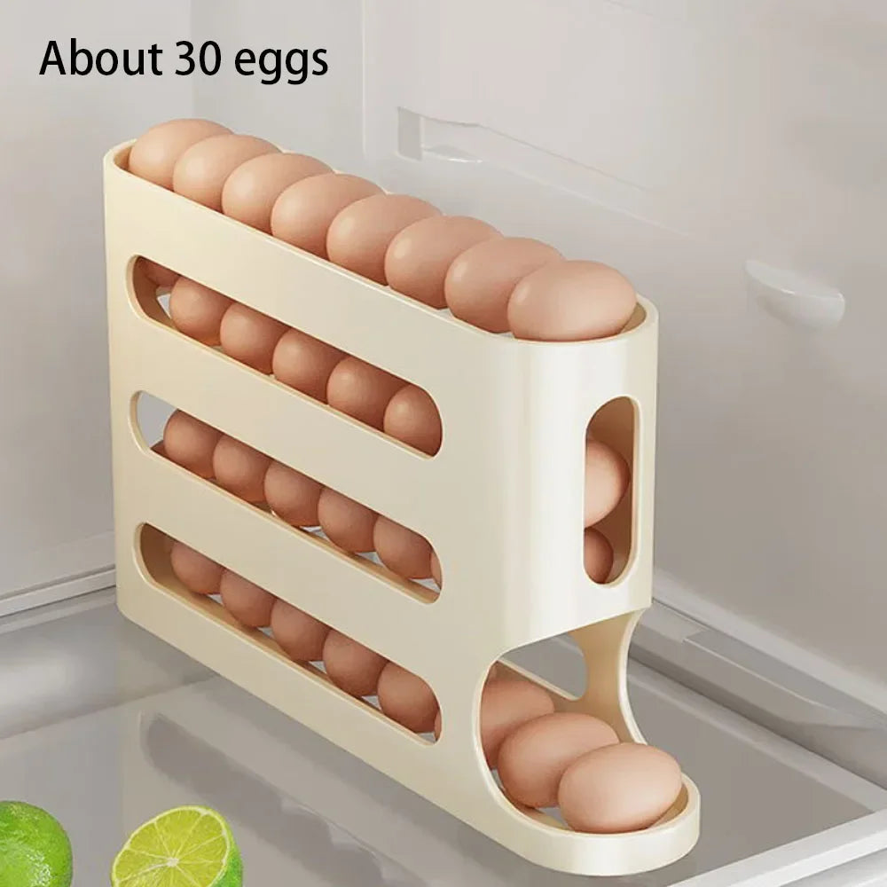 Automatic Rolling Egg Dispenser - 4-Layer Fridge Organizer