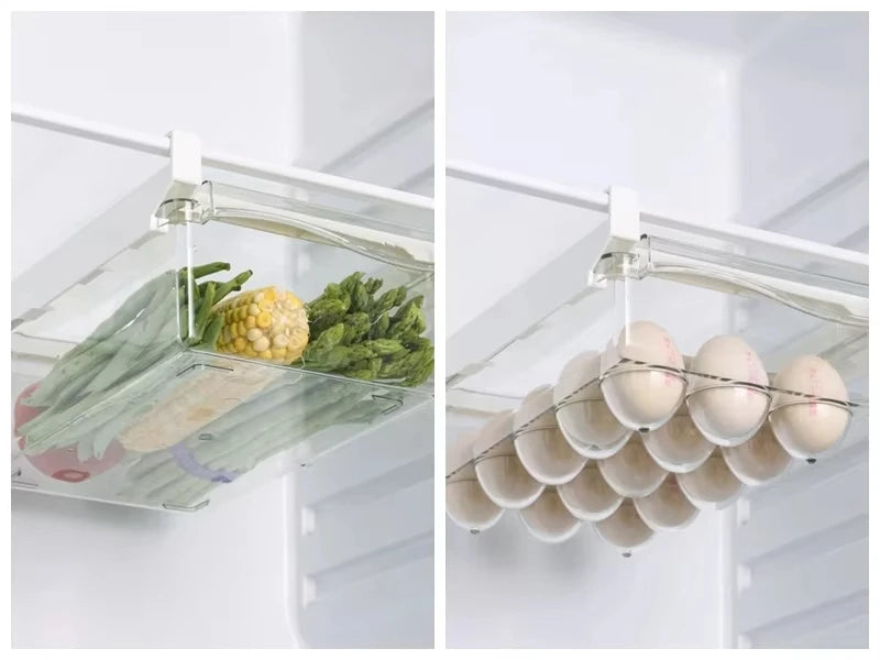 Under-Shelf Fridge Organizer - Drawer Box for Fruits and Eggs