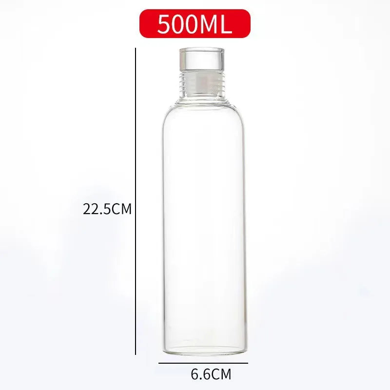 Glass Water Bottle with Leak-Proof Lid, Reusable Eco-Friendly Drinking Bottle Travel Mug for Drinks and Sauces