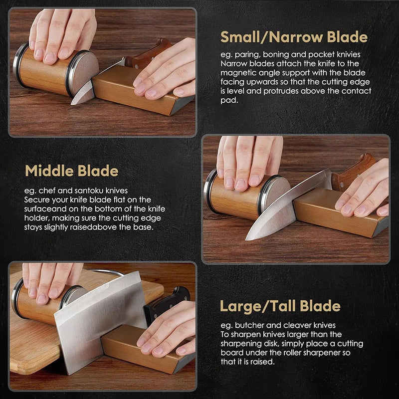 Rolling Knife Sharpener Magnetic Knife Holder Sharpening Stone 15/20 Adjustable Angle Kitchen Roller Kitchen Whetstone Accessory