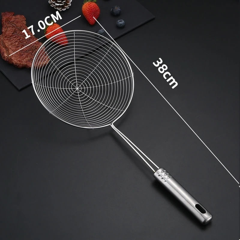 Stainless Steel Fine Mesh Skimmer - Long Handle Spider Strainer