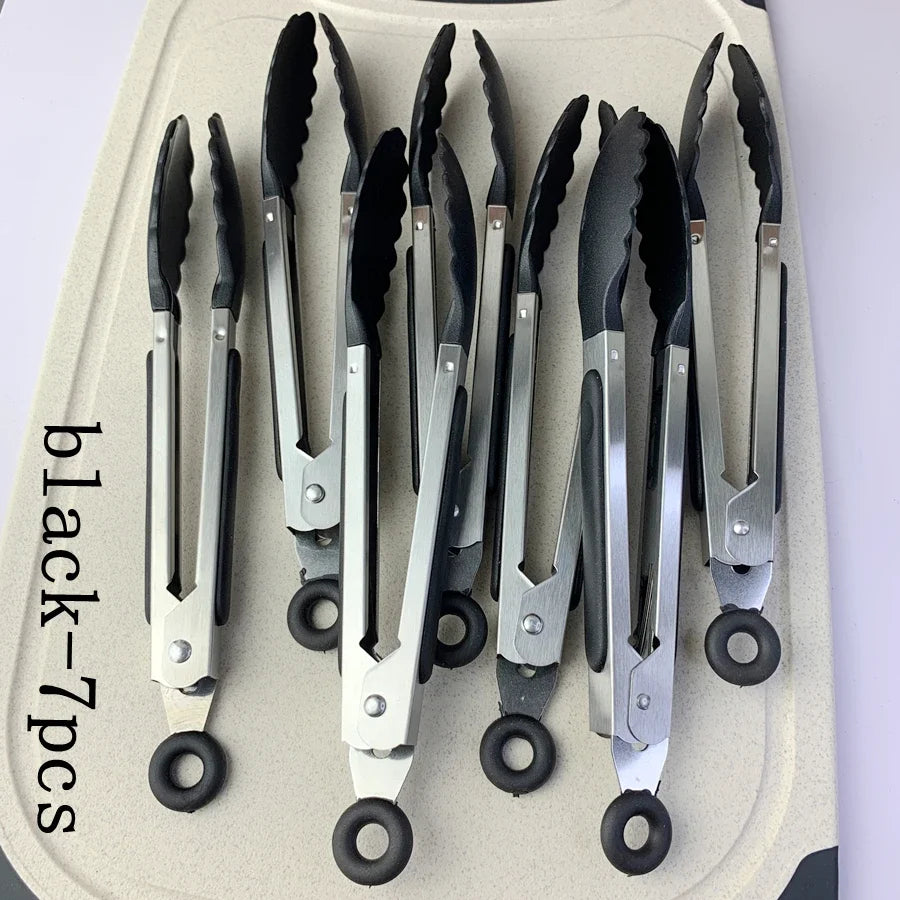 Anti-Slip Cooking Tongs - Stainless Steel Food Clip