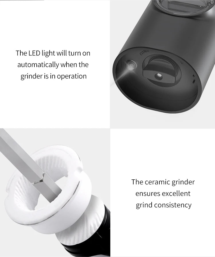 Automatic Pepper Grinder - USB Rechargeable with Adjustable Coarseness