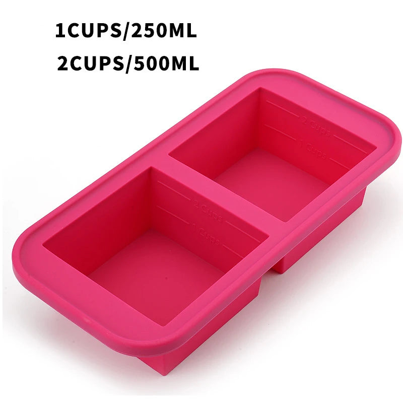 Silicone Freezer Mold - Multi-Grid Food Storage with Lid