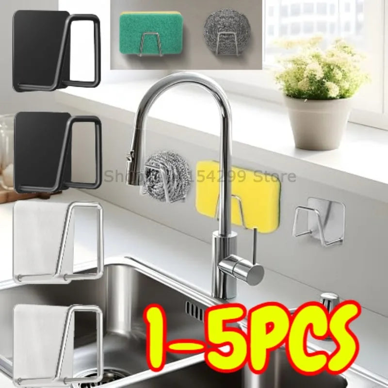 Stainless Steel Sink Sponge Holder - Self-Adhesive Drain Rack