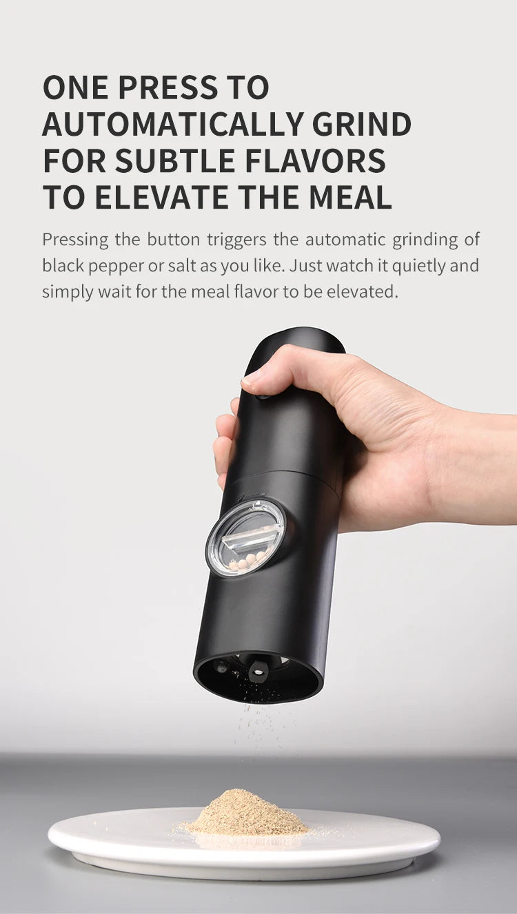 Automatic Pepper Grinder - USB Rechargeable with Adjustable Coarseness