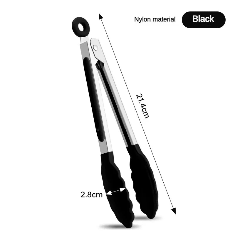Anti-Slip Cooking Tongs - Stainless Steel Food Clip