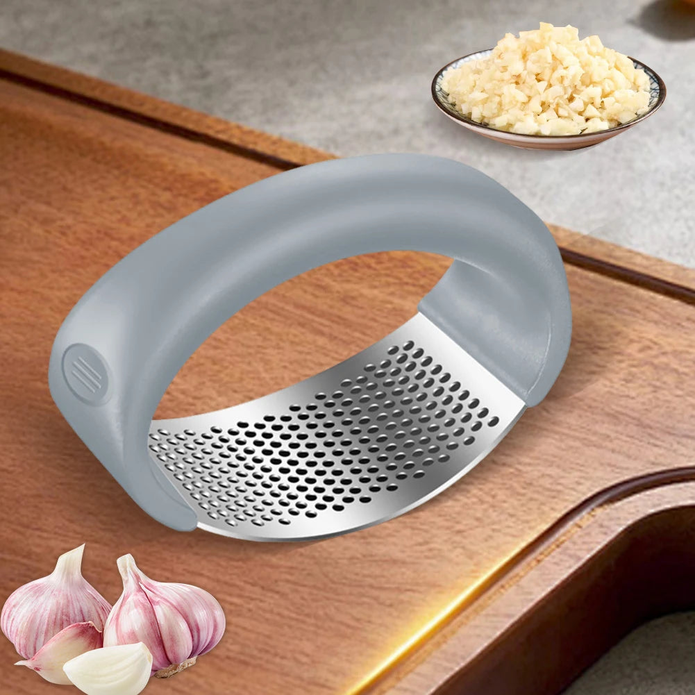 Stainless Steel Garlic Press - Manual Crusher and Chopper