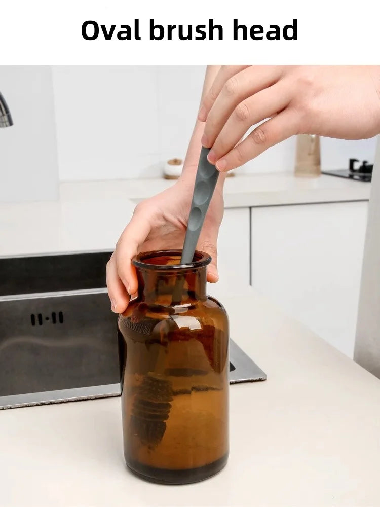 Silicone Cup Brush - Long Handle Glass and Bottle Cleaner