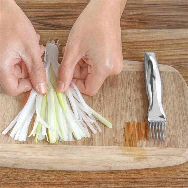 Green Onion Chopper - Stainless Steel Curved Handle Knife