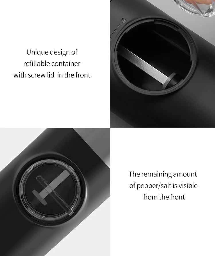 Automatic Pepper Grinder - USB Rechargeable with Adjustable Coarseness