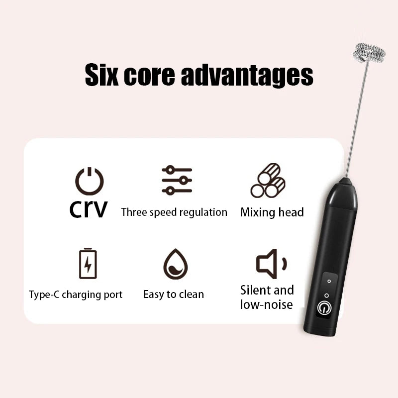 Electric Milk Frother - Handheld Egg Beater and Coffee Foamer