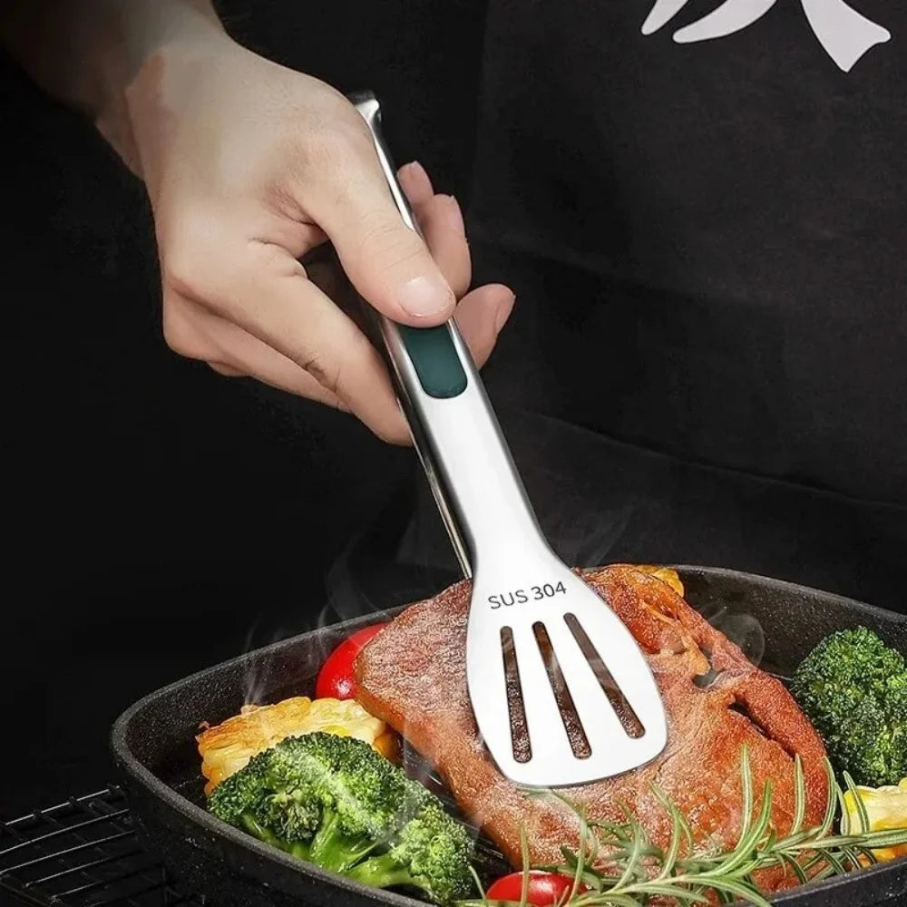 Stainless Steel Food Tongs - Non-Slip BBQ and Kitchen Clamp