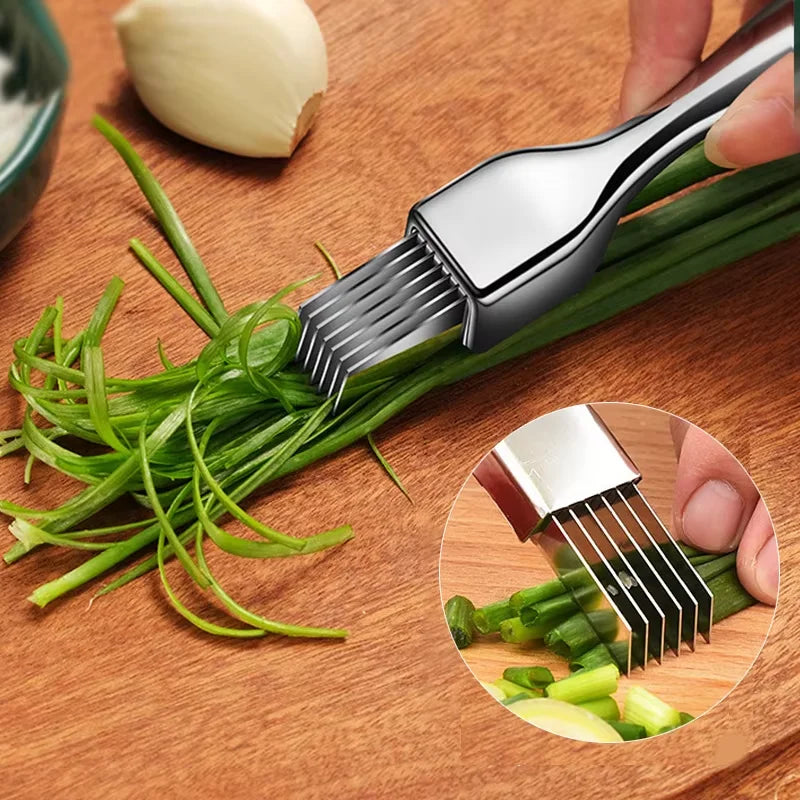 Green Onion Chopper - Stainless Steel Curved Handle Knife