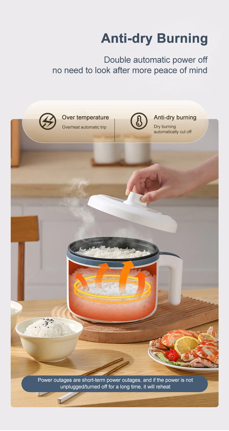 1.7L Electric Rice Cooker - Multi-Function Steamer Pot