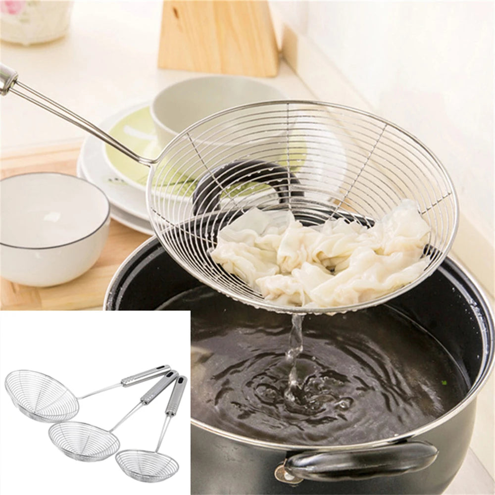 Stainless Steel Fine Mesh Skimmer - Long Handle Spider Strainer