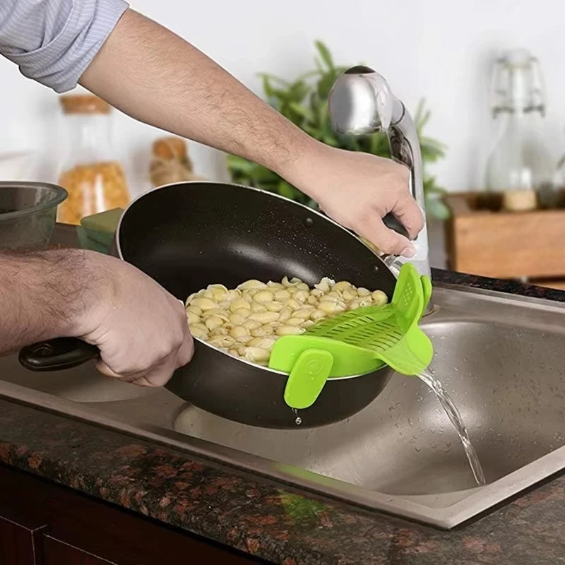 Universal Clip-On Pot Strainer - Adjustable Silicone Drainer