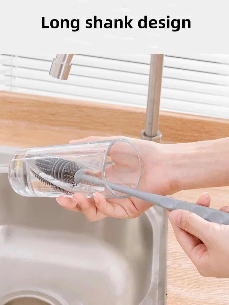 Silicone Cup Brush - Long Handle Glass and Bottle Cleaner
