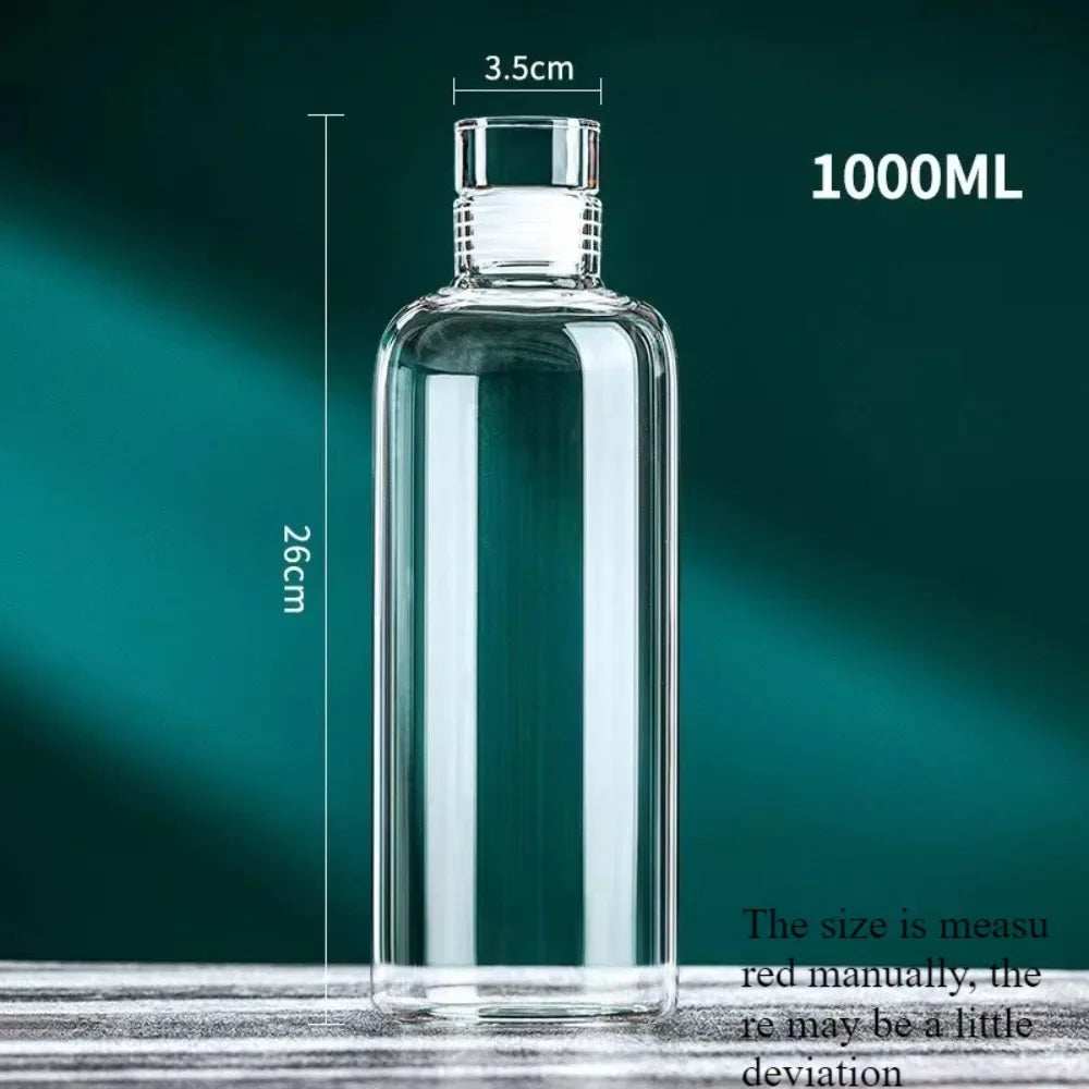 Glass Water Bottle with Leak-Proof Lid, Reusable Eco-Friendly Drinking Bottle Travel Mug for Drinks and Sauces