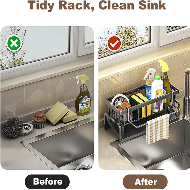 Sink Organizer with Drainage Tray - Sponge and Brush Holder