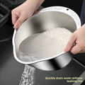 Stainless Steel Rice Washing Bowl - Dual-Purpose Strainer Colander