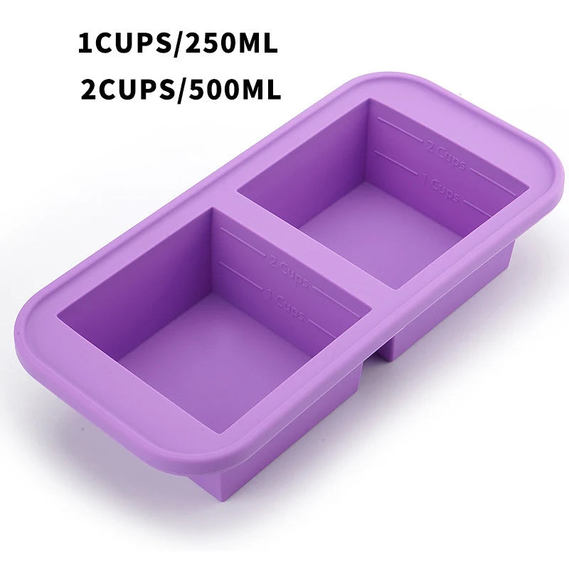 Silicone Freezer Mold - Multi-Grid Food Storage with Lid