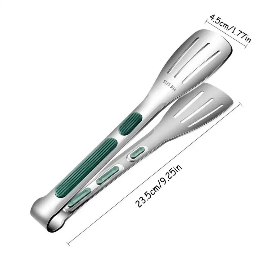 Stainless Steel Food Tongs - Non-Slip BBQ and Kitchen Clamp
