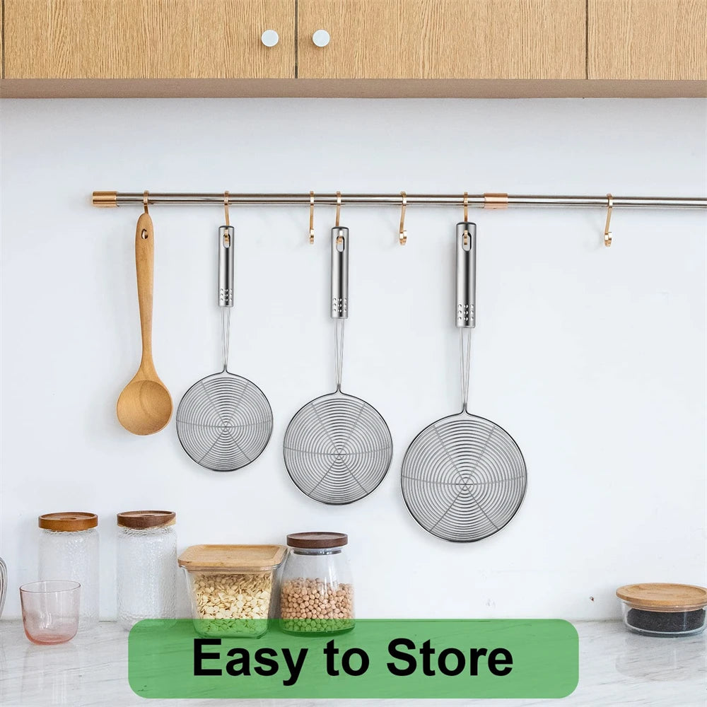Stainless Steel Fine Mesh Skimmer - Long Handle Spider Strainer