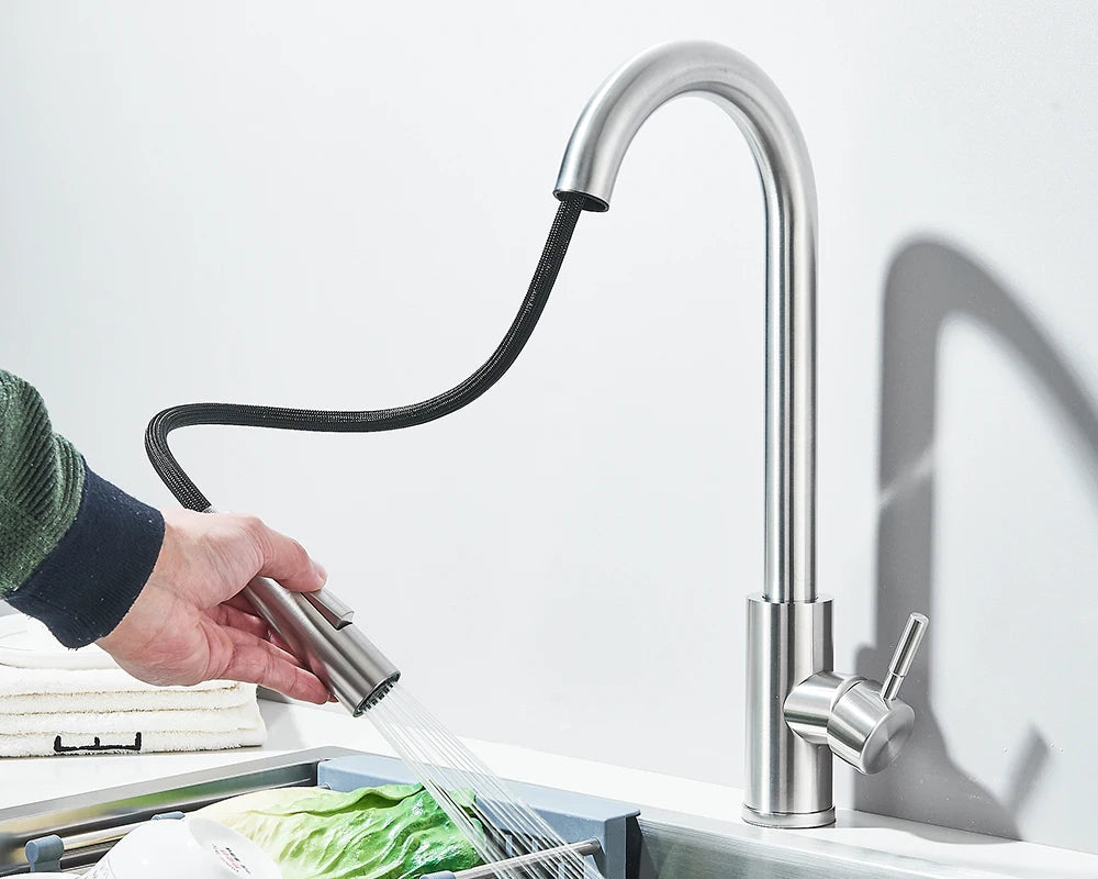 Pull-Down Kitchen Faucet - Dual Function Single Handle Mixer