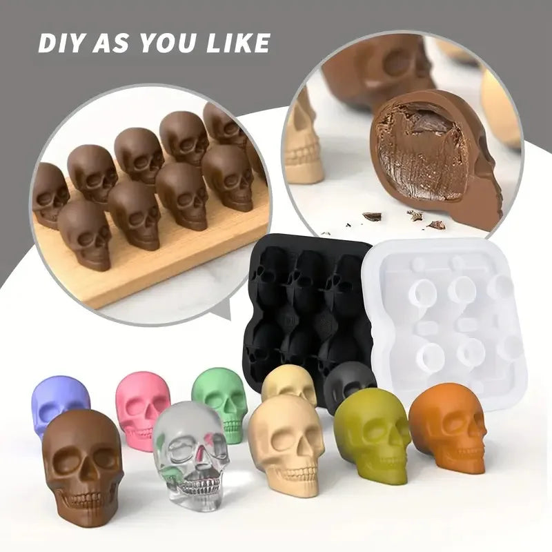 Halloween Skull Ice Cube Mold - 3D Silicone Tray for Parties